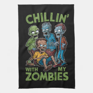 Paño De Cocina Relajándome Con Mis Zombies De Halloween Chicos Ni