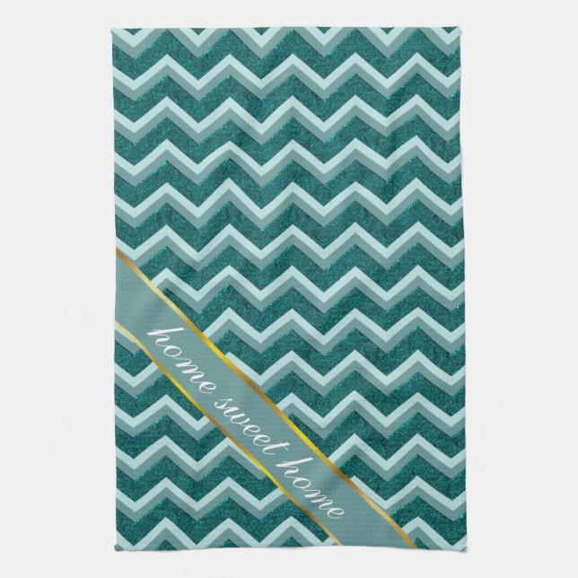 Paño De Cocina Relieve metalizado Grabado en relieve verde azulad (Vertical)