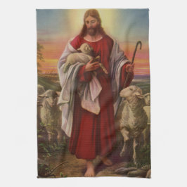 Paño De Cocina Religión vintage, Cristo el Buen Pastor Flock