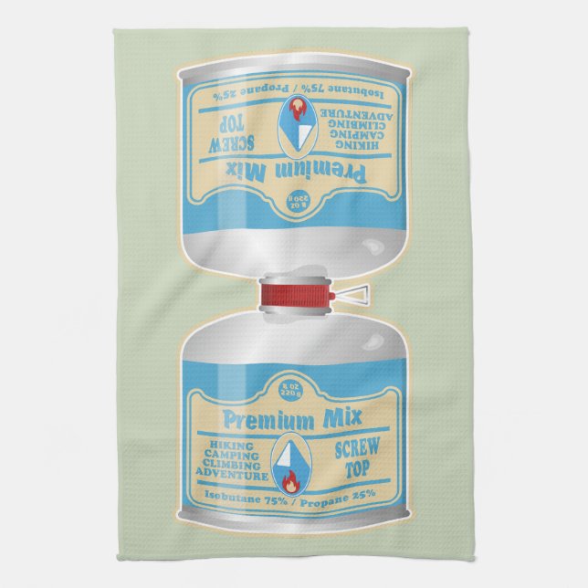 Paño De Cocina Rellenando botes de gas para cocinas de campamento (Vertical)