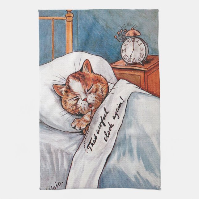 Paño De Cocina Reloj de alarma ruidoso, Louis Wain (Vertical)