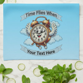 Paño De Cocina Reloj de vuelo personalizable "El tiempo vuela cua
