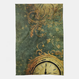Paño De Cocina Relojería Antigua Esmeralda Verde Steampunk