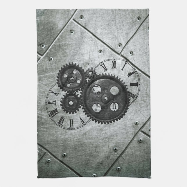 Paño De Cocina Relojes y engranajes de Steampunk del Grunge (Vertical)