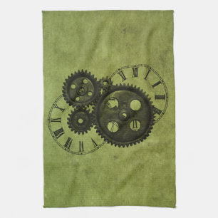 Paño De Cocina Relojes y engranajes de Steampunk del Grunge