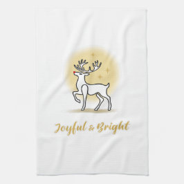 Paño De Cocina Reno de Navidad Alegre y Brillante