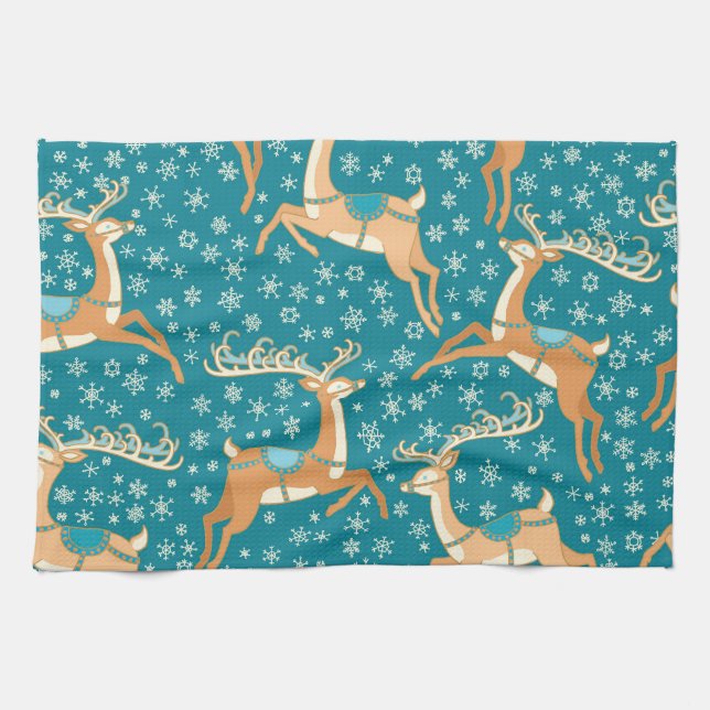 Paño De Cocina Reno navidad: Vintage Seamless Pattern. (Horizontal)