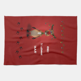 Paño De Cocina Reno sospechado rojo del navidad divertido