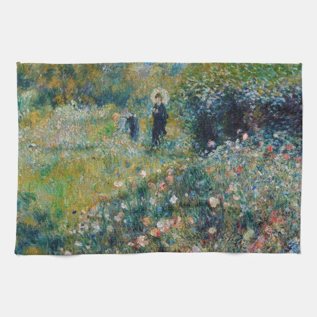 Paño De Cocina Renoir - Mujer con sombrilla en un jardín (Horizontal)