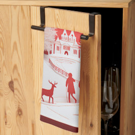 Paño De Cocina Renos 3D y personas en las aldeas