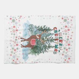 Paño De Cocina Renos De Navidad De Feliz Verde Y Rojo