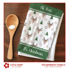 Paño De Cocina Renos Personalizados Navidad Patrón