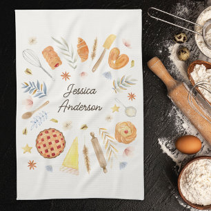Paño De Cocina Repostería de Pastelería de Acuarela Personalizada