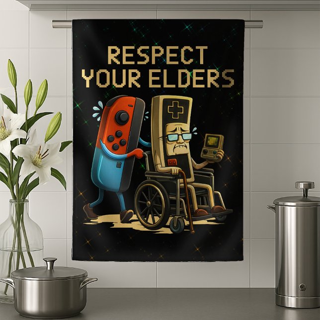 Paño De Cocina Respect Your Elders Gaming Control Retro Funny (Subido por el creador)