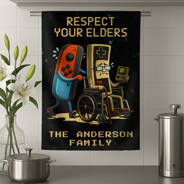 Paño De Cocina Respect Your Elders Gaming Control Retro Funny (Subido por el creador)