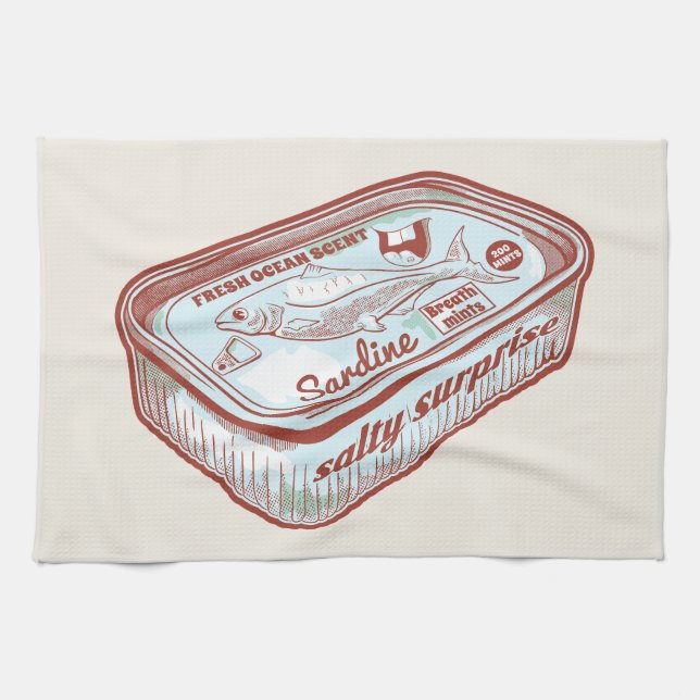Paño De Cocina Respiro malo, sardinas graciosas (Horizontal)