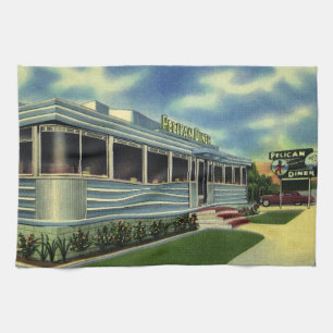 Paño De Cocina Restaurante Retro Clásico Vintage Pelican Diner de