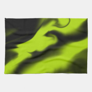 Paño De Cocina Resumen 3 en verde negro y limón