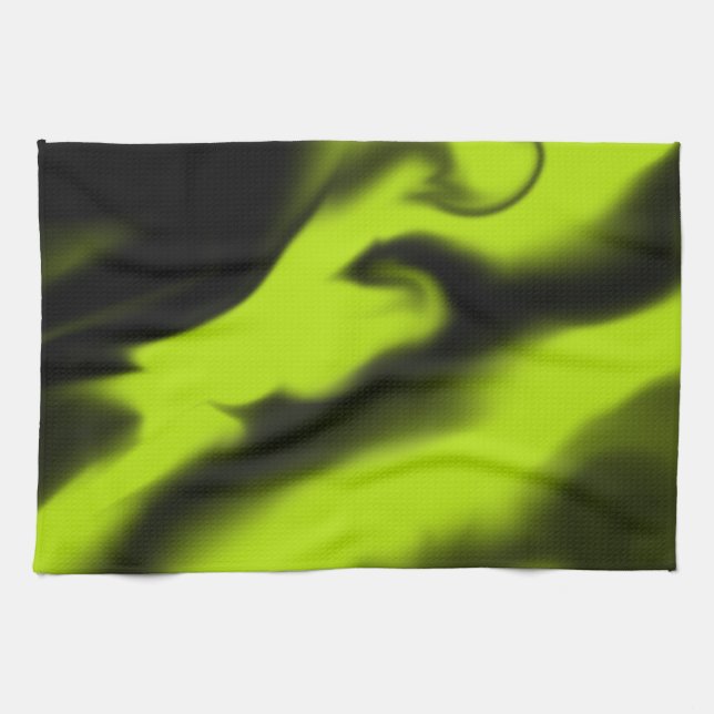 Paño De Cocina Resumen 3 en verde negro y limón (Horizontal)