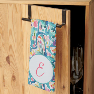 Paño De Cocina Resumen acuarela patrón floral mongrama