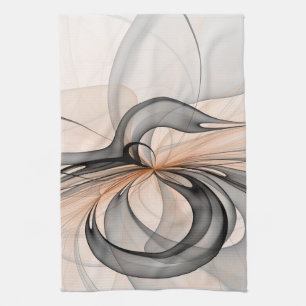 Paño De Cocina Resumen Antracita Gray Sienna Formas Fractal Art