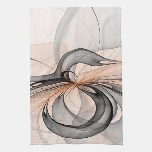 Paño De Cocina Resumen Antracita Gray Sienna Formas Fractal Art (Vertical)