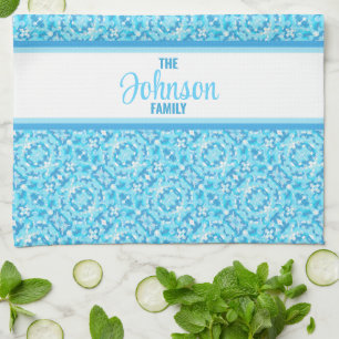 Paño De Cocina Resumen azul claro y blanco con nombre