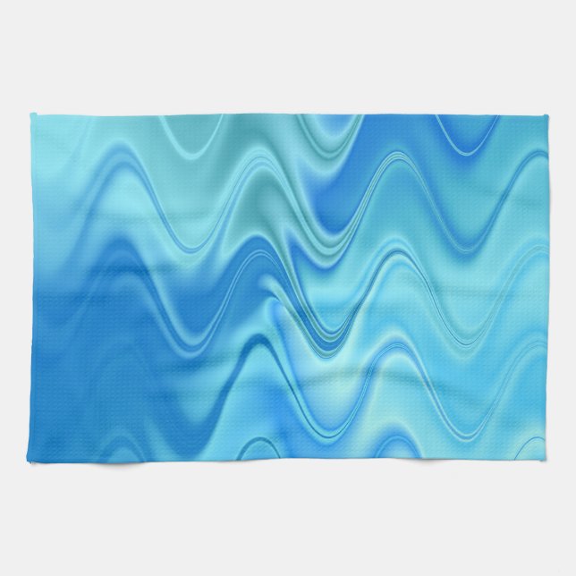 Paño De Cocina Resumen azul ondulado (Horizontal)