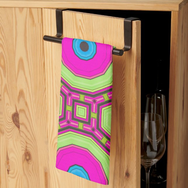 Paño De Cocina Resumen azul verde rosa (Pliegue de tercios)