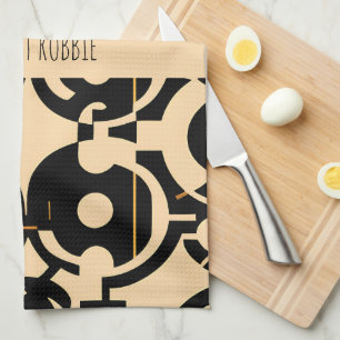 Paño De Cocina Resumen Círculo semitono Biege Patrón amarillo