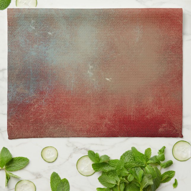 Paño De Cocina Resumen contemporáneo Rojo Oro Azul pintado (Doblado)