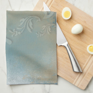 Paño De Cocina Resumen contemporáneo Swirl Blue Gold