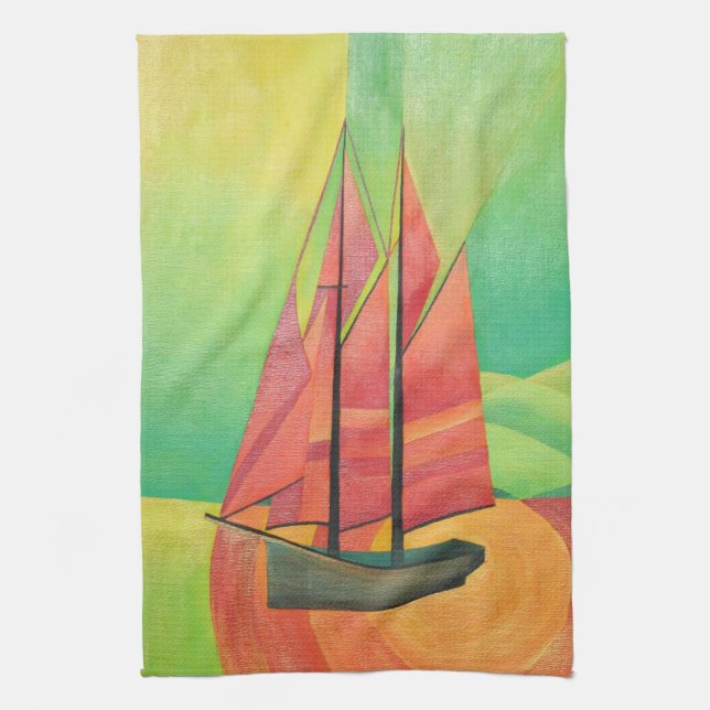 Paño De Cocina Resumen cubano de arte geométrico (Vertical)