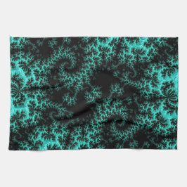 Paño De Cocina Resumen de arte fractal verde negro