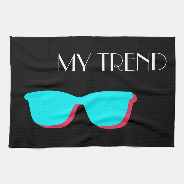 Paño De Cocina Resumen de arte pop retro - Gafas turquesas y rosa (Horizontal)