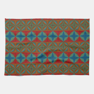 Paño De Cocina Resumen de Boho Hippie Guay Rojo Azul Trippy