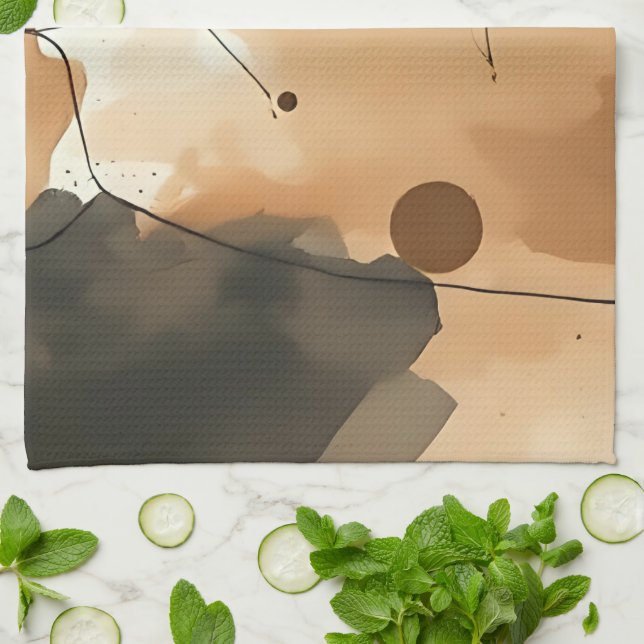 Paño De Cocina Resumen de capas de acuarela beige (Doblado)