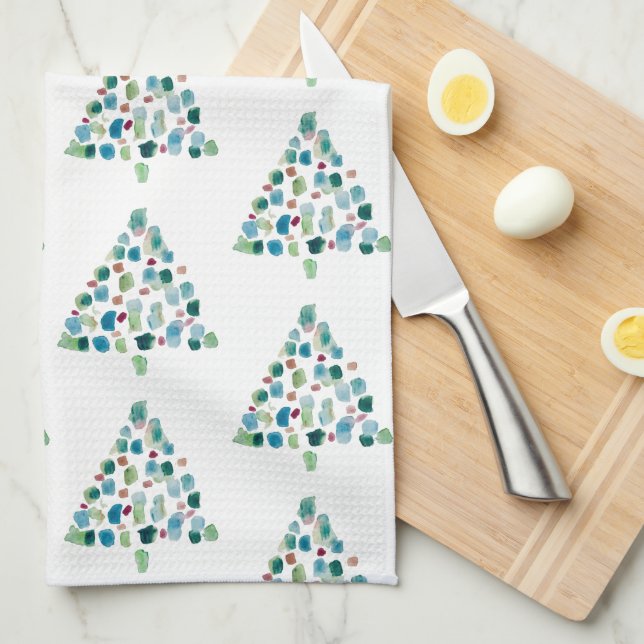 Paño De Cocina Resumen de color Navidad acuático (Doblado Cuarto)