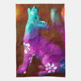 Paño De Cocina Resumen de Coyote Arte Saguaro Cactus Deert Brown