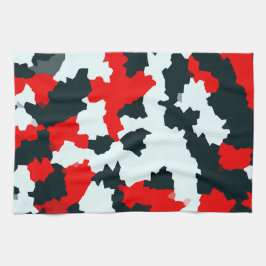 Paño De Cocina Resumen de irregularidad en blanco y negro rojo