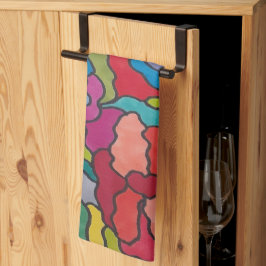 Paño De Cocina Resumen de las flores de vidrio manchado del arco 