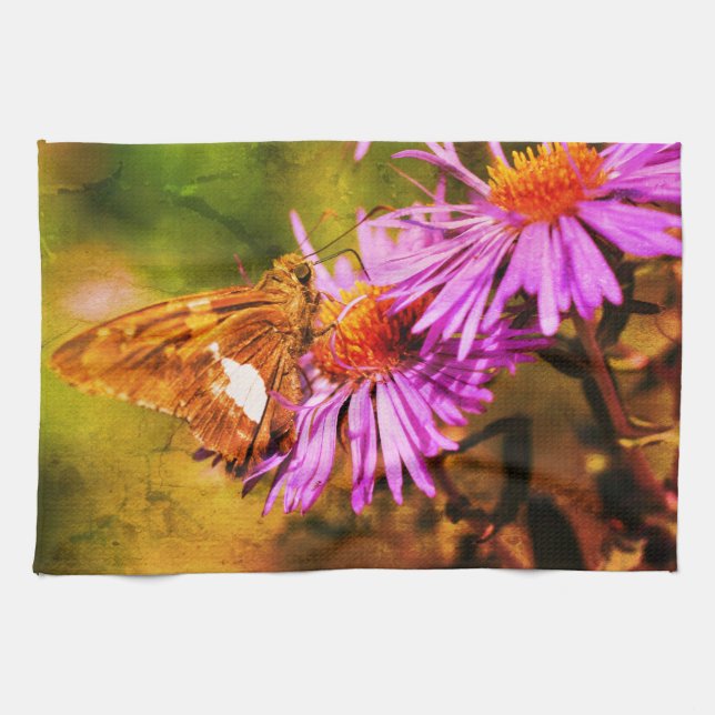 Paño De Cocina Resumen de las flores silvestres de Lady Butterfly (Horizontal)