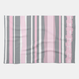 Paño De Cocina Resumen de las líneas blancas grisáceas rosadas de
