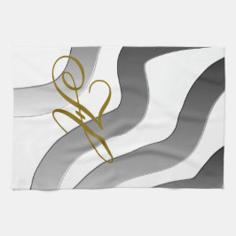 Paño De Cocina Resumen de línea blanca gris gradiente de oro de m