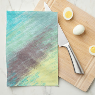 Paño De Cocina Resumen de mármol turquesa, verde y malva