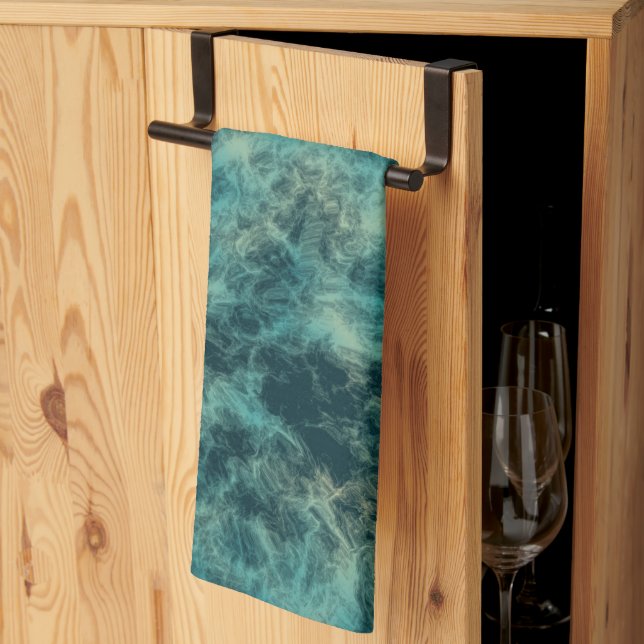 Paño De Cocina Resumen de mármol verde azulado (Pliegue de tercios)