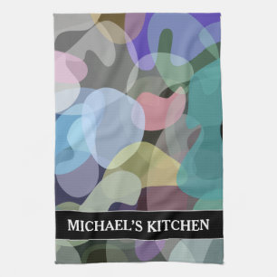 Paño De Cocina Resumen de patrón de bloqueo multicolor + nombre p