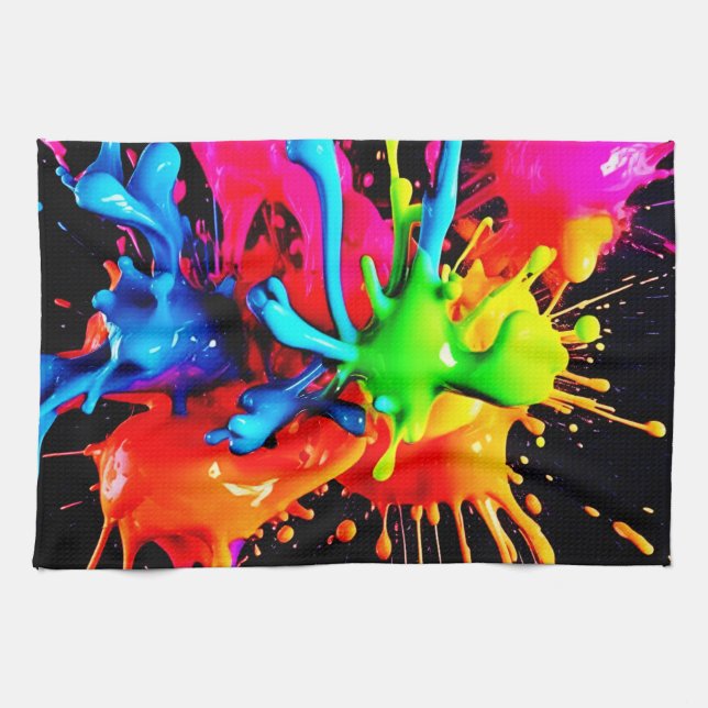 Paño De Cocina Resumen de salpicaduras coloridas (Horizontal)