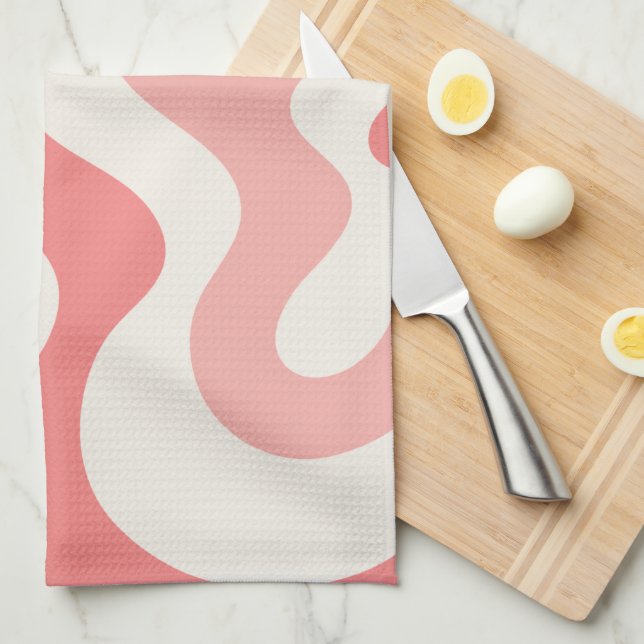 Paño De Cocina Resumen de Swirl Líquido en rosa suave (Doblado Cuarto)