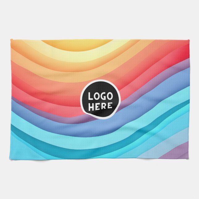 Paño De Cocina Resumen de vibrantes olas de arcoiris | Añadir su  (Horizontal)